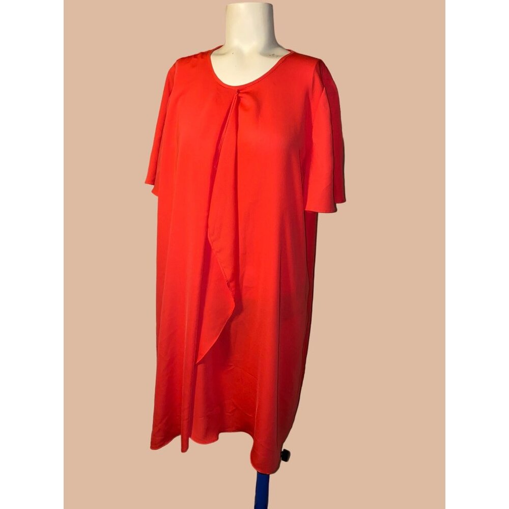 BCBGMAXAZRIA Red Draped Front Short Sleeve Dress Size Large